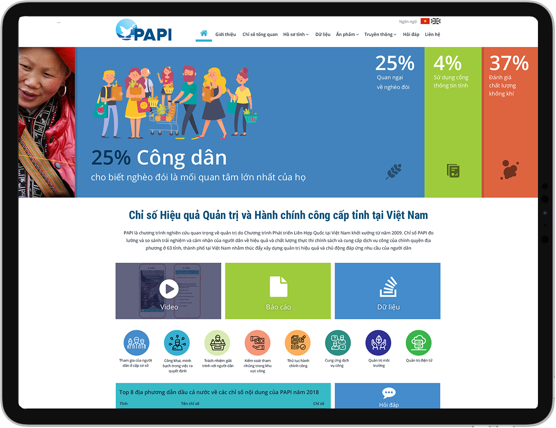 Giao diện website phiên bản mới cho dự án PAPI được thiết kế website bởi Wecan Group.